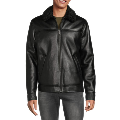 The Kooples Faux Fur Lined Faux Leather Jacket