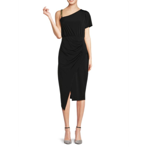 Guess Chain Strap Asymmetric Midi Dress