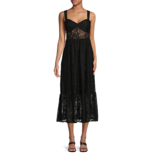 Guess Lace Trim Midi Dress