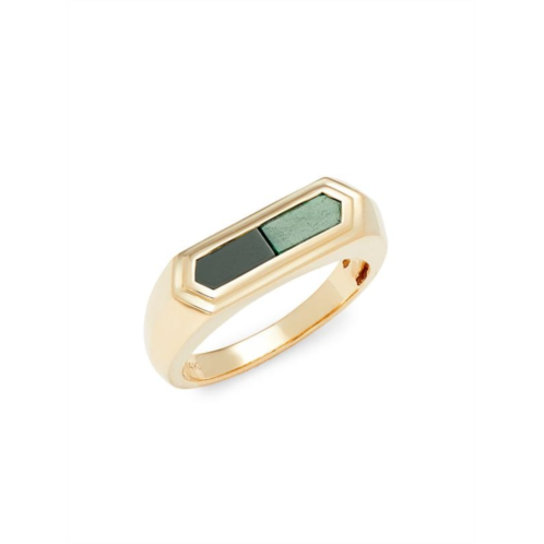 Saks Fifth Avenue 14K Yellow, Black Onyx & Malachite Ring