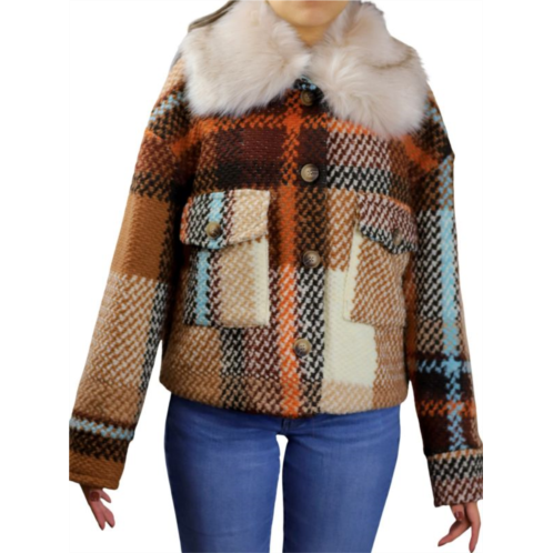 La Fiorentina Faux Fur Plaid Jacket