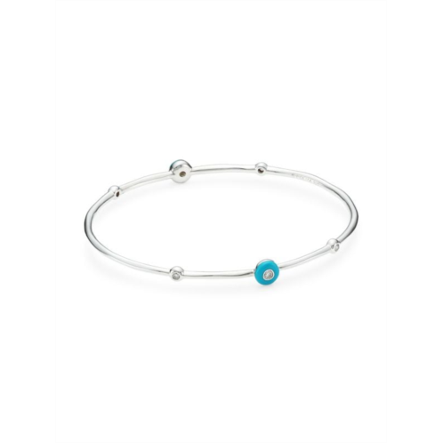 Ippolita Stardust Carnevale Sterling Silver Ceramic & Diamond 6-Station Bangle Bracelet