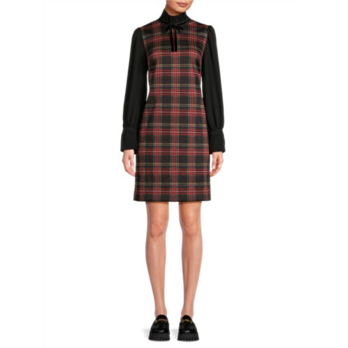 Tommy Hilfiger Plaid Blouson Sleeve Mini Dress