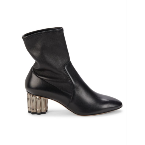 FERRAGAMO Camelia Leather Block Heel Boots