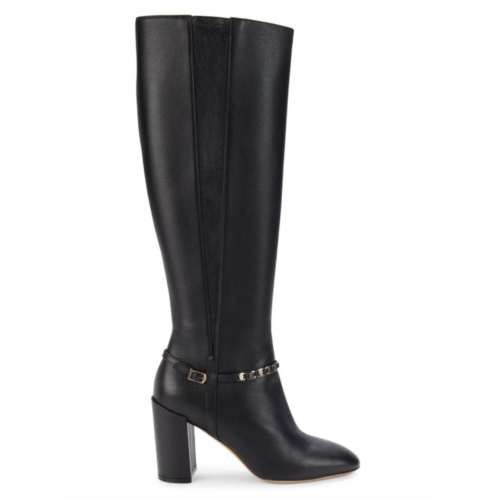 FERRAGAMO Triba Block Heel Leather Knee High Boots