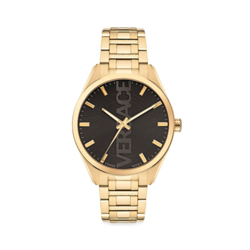 Versace V-Vertical 42MM IP Goldtone Stainless Steel Bracelet Watch