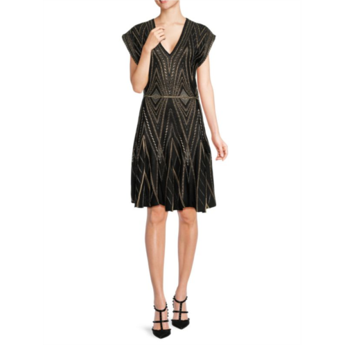 Roberto Cavalli Jacquard Metallic Sweater Dress