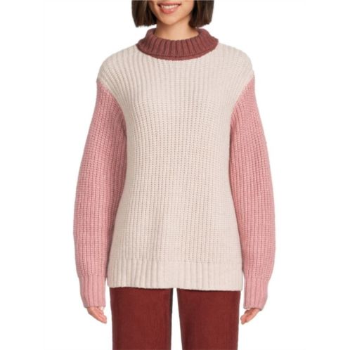 Marine Layer Colorblock Wool Blend Turtleneck Sweater