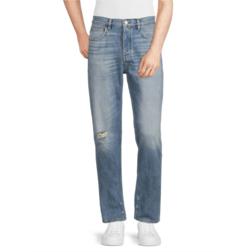 Frame Distressed Faded Straight Jeans