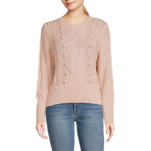 Renee C. Pom Pom Cable Sweater