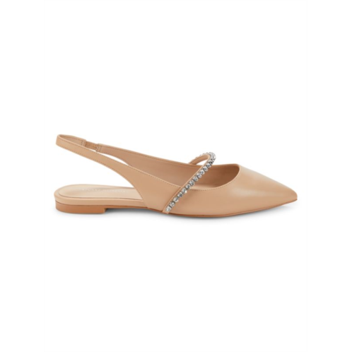 Stuart Weitzman Crystalline Leather Slingback Flats