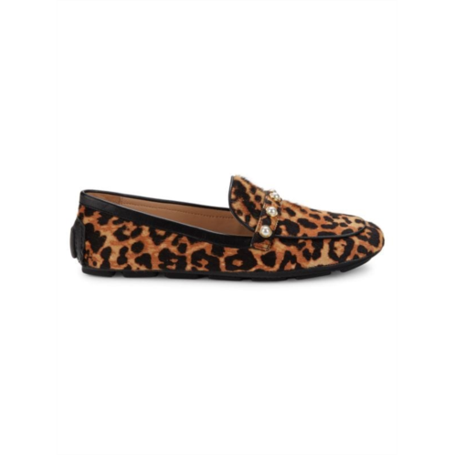 Stuart Weitzman Leopard-Print Calf Hair Driving Loafers