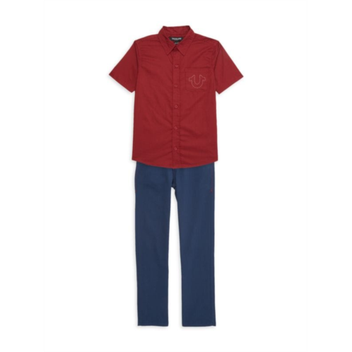 True Religion Little Boys 2-Piece Button Up Shirt & Jeans Set