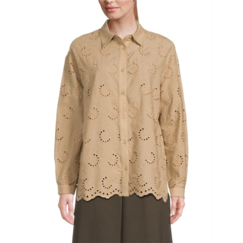 Adrianna Papell Eyelet Embroidery Shirt