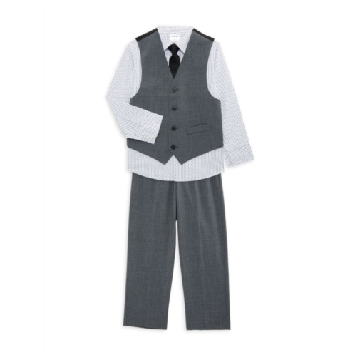Calvin Klein Little Boys 4-Piece Bi Stretch Vest, Shirt, Pants & Tie Set