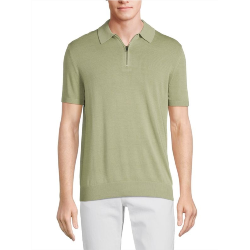 Saks Fifth Avenue Solid Knit Zip Polo