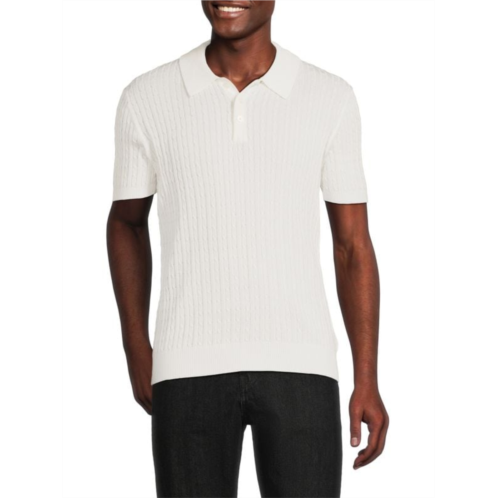 Saks Fifth Avenue Cable Knit Polo Sweater