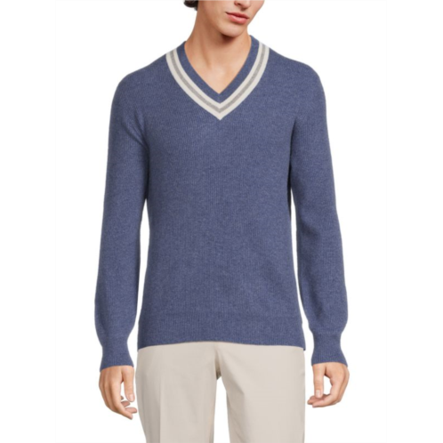 Brunello Cucinelli Ribbed Contrast Trim Cashmere Sweater