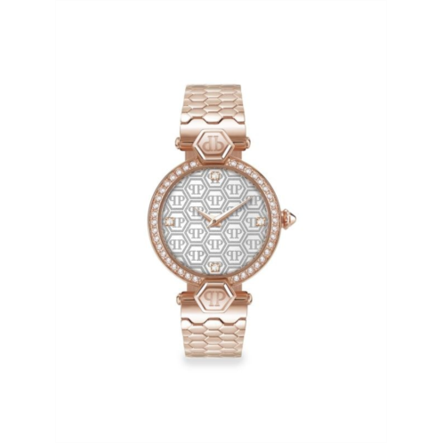 Philipp Plein Plein Couture 32MM IP Rose Gold Silvertone Stainless Steel Bracelet Watch
