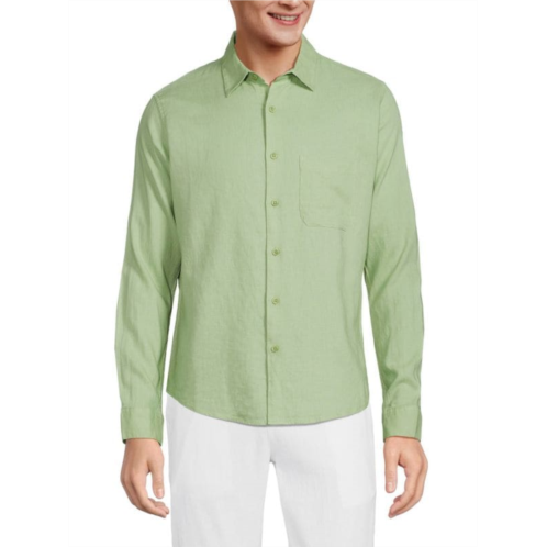 Saks Fifth Avenue Linen Blend Button Down Shirt