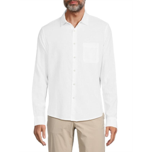 Saks Fifth Avenue Linen Blend Button Down Shirt