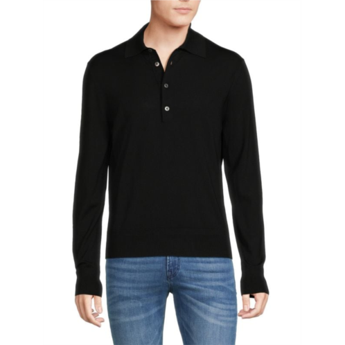 TOM FORD Solid Long Sleeve Wool Polo