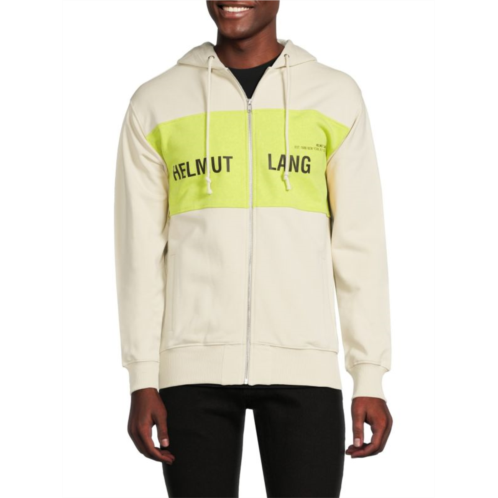 Helmut Lang Colorblock Logo Graphic Drawstring Hoodie