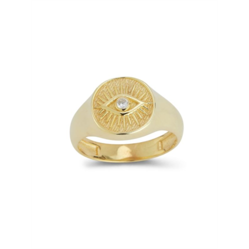 SPHERA MILANO 14K Goldplated Sterling Silver & Cubic Zirconia Eye Signet Ring