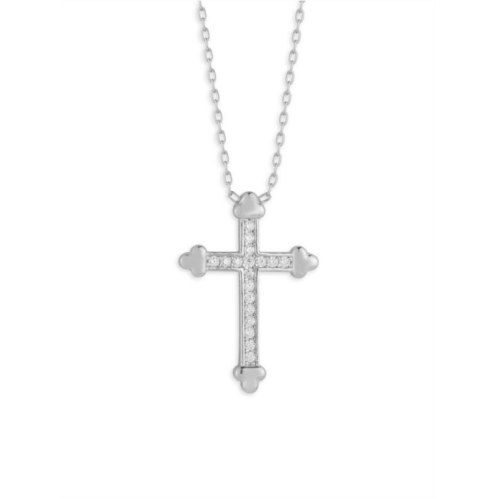 SPHERA MILANO Sterling Silver & Cubic Zirconia Cross Pendant Necklace