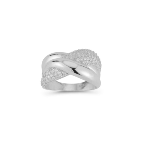 SPHERA MILANO Plated Sterling Silver & Cubic Zirconia Pave Crossover Ring