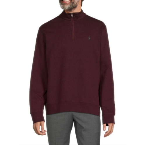 Polo Ralph Lauren Mock Neck Linen Blend Half Zip Sweater