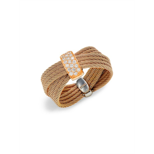 Alor Classique 18K Rose Gold, Stainless Steel & 0.16 TCW Diamond Cable Ring