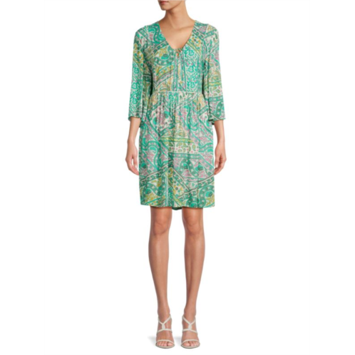 Ba&sh Fleur Printed V-neck Dress