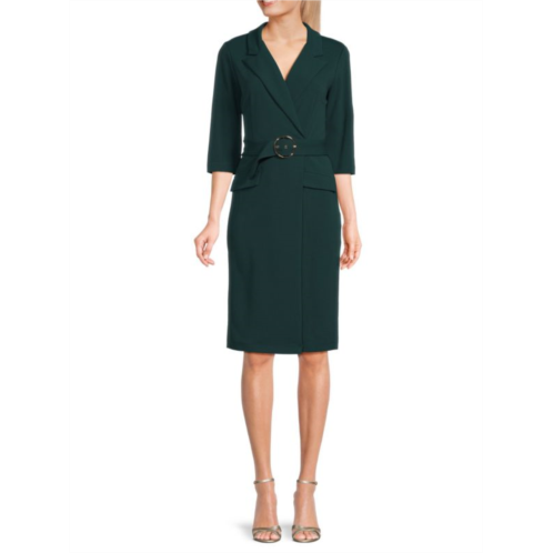 Sharagano Belted Faux Wrap Dress