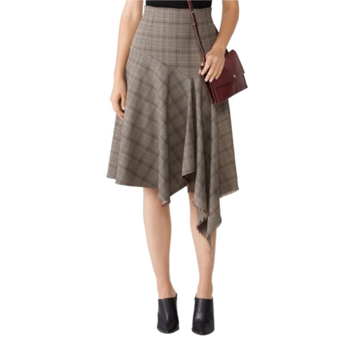 Nanette Lepore Plaid Asymmetric Midi Skirt