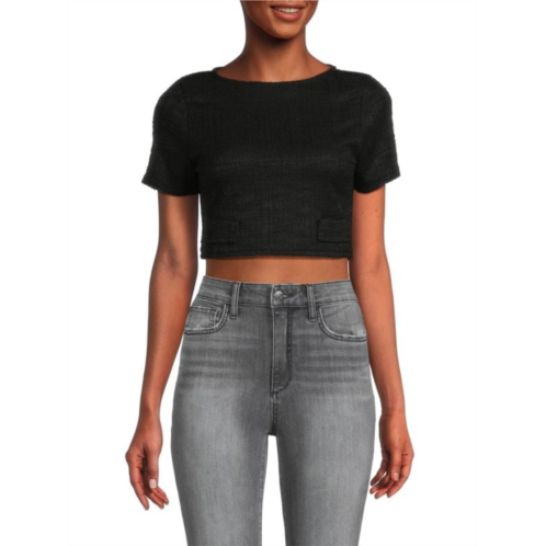 Love Ady Short Sleeve Crepe Crop Top