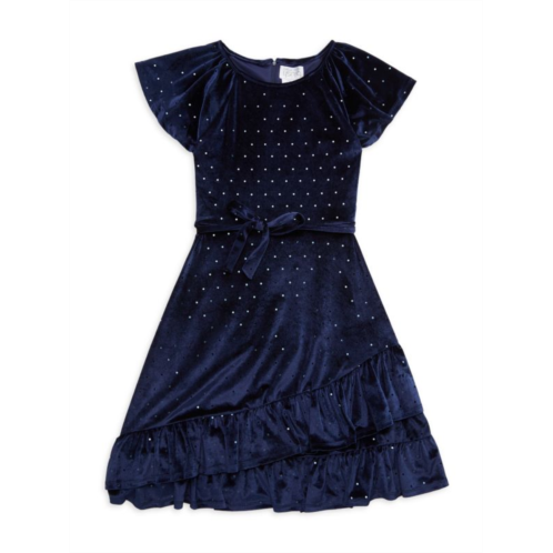 Us Angels Girls Dot Velvet Dress