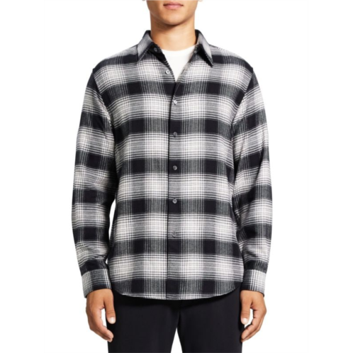 Theory Noll Plaid Flannel Relaxed-Fit Shirt
