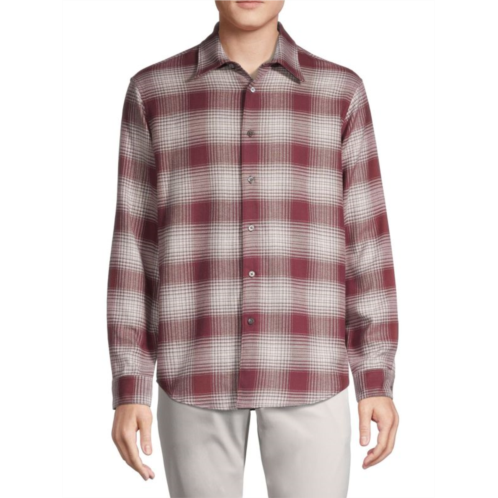 Theory Noll Plaid Flannel Relaxed-Fit Shirt