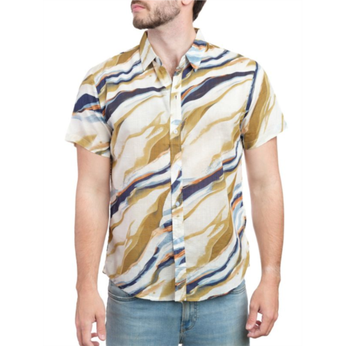 Saryans Arthur Short Sleeve Abstract Button Down Shirt