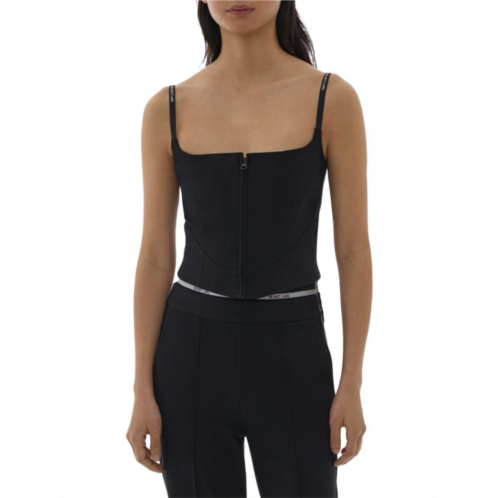 Helmut Lang Ponte Zip Front Corset Top