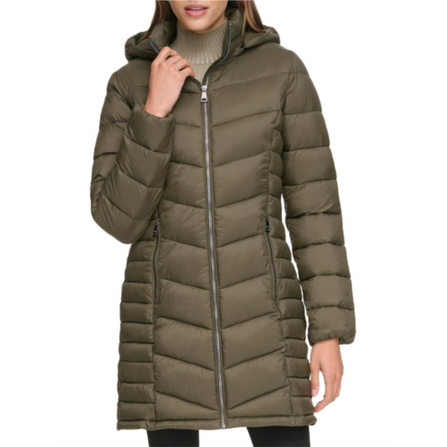 DKNY Quilted & Hooded Puffer Coat