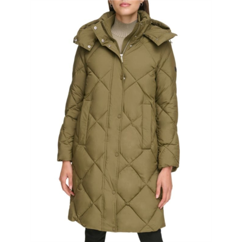 DKNY Diamond Quilted & Hooded Puffer Coat
