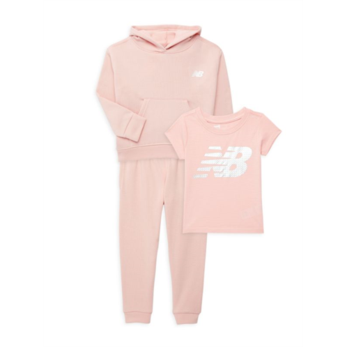 New Balance Little Girls & Girls 3-Piece Tee, Hoodie & Sweatpants Set