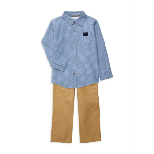 Calvin Klein Little Boys 2-Piece Button Up Shirt & Pants Set