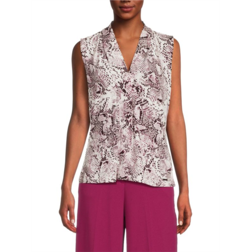 Calvin Klein Snakeskin Print V Neck Top