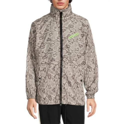 Kenzo Python Print Hooded Windbreaker Jacket
