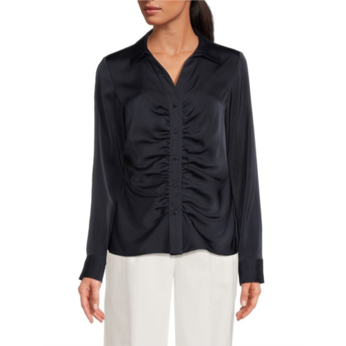 Calvin Klein Ruched Button Front Blouse