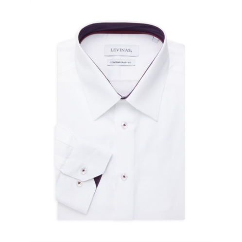 Levinas Contemporary Fit Contrast Trim Dress Shirt
