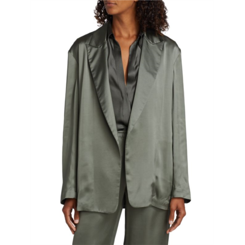 Vince Drape Belted Satin Blazer